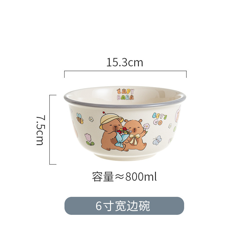 家庭用セラミックアンダーグレーズカラー漫画食器と食器セットかわいいボウルライスボウルサラダボウルクリエイティブスープボウルフィッシュプレート|undefined