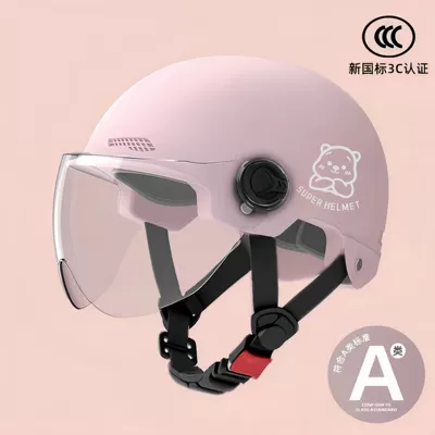 Men's and Women's Models, Electric Bike – Motosiklet kaskı (dəbilqə) - 02-pink-transparent-short-mirror-silver-bear