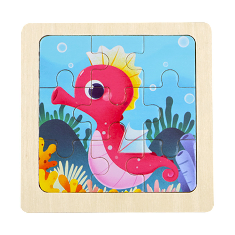 Fábrica directa de niños pequeños 9 piezas de dibujos animados de madera plano rompecabezas puzzle puzzle juguetes de educación temprana para bebés image 10