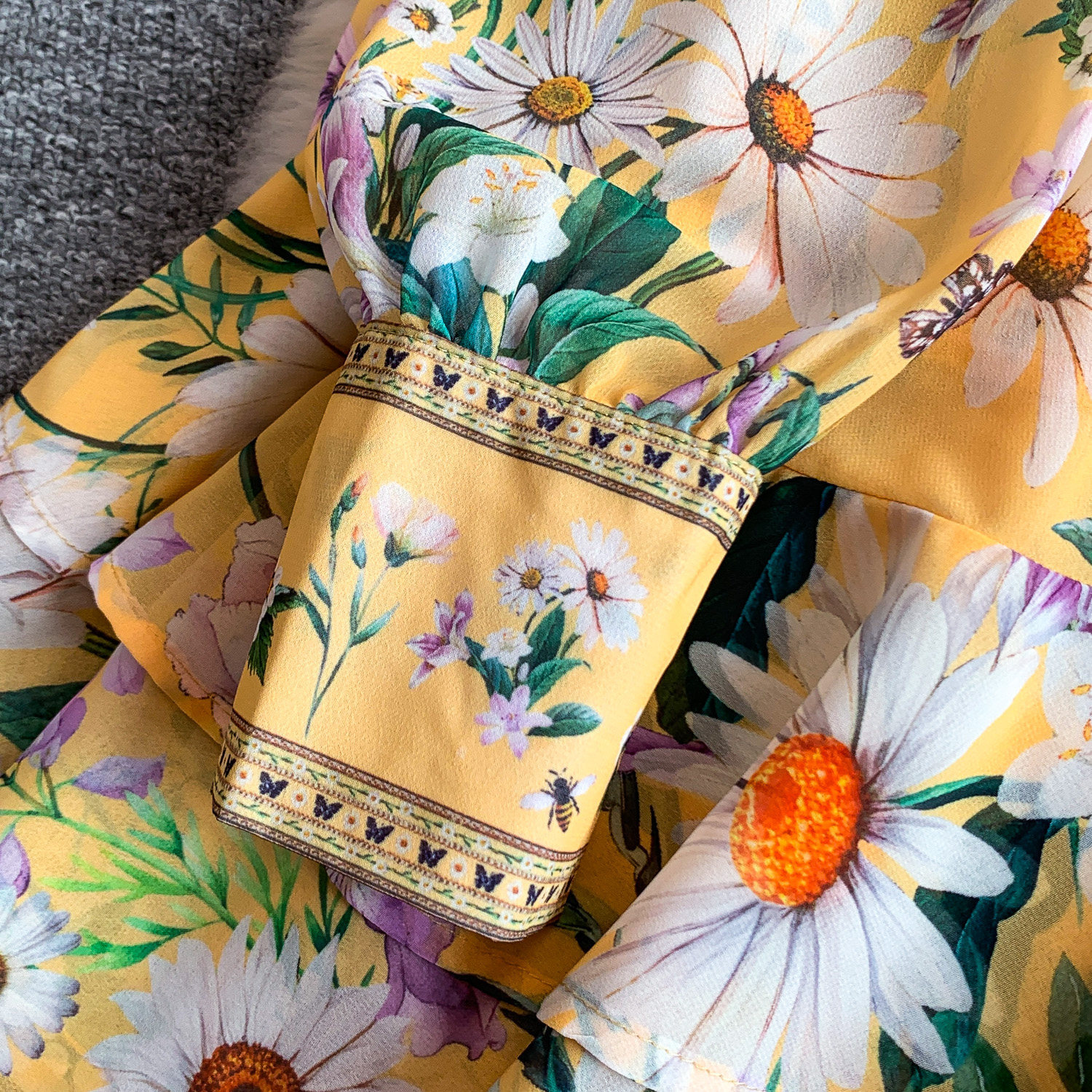 Retro Court Style Women's Dress Sexy Deep V Neck Long Sleeve Summer Floral Print Elegant Fairy Romantic_ecoleips.com
