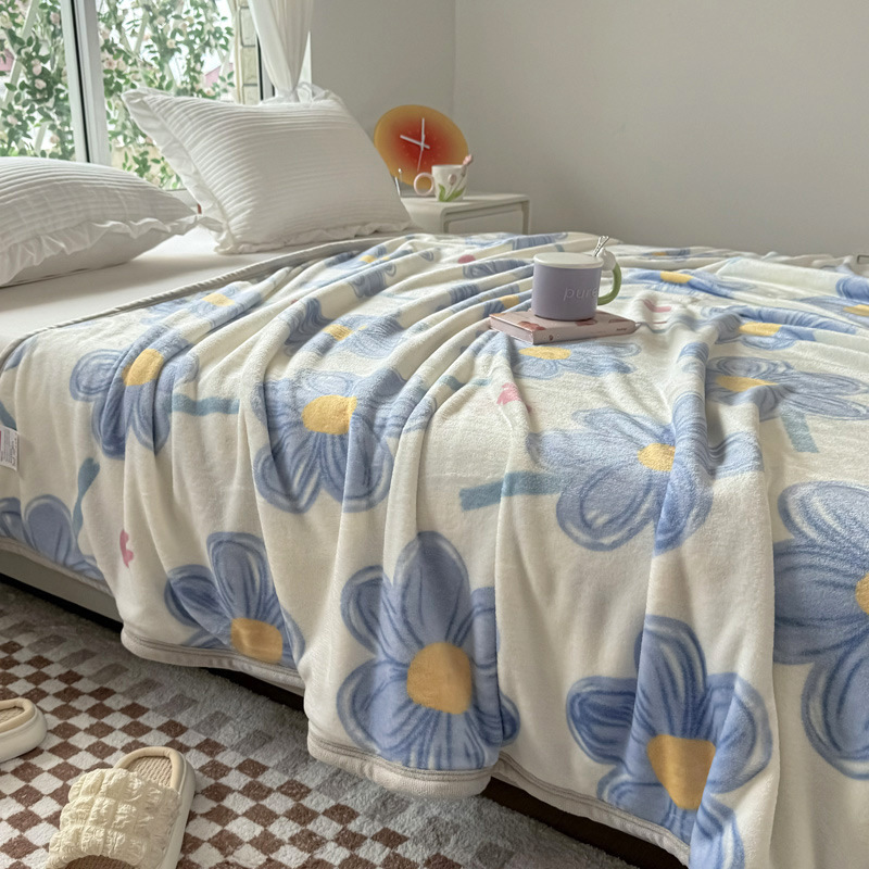 Autumn and Winter New Double-sided Fleece Milk Fleece Printed Blanket Dormitory Office Nap Blanket Flannel Sofa Cover Blanket