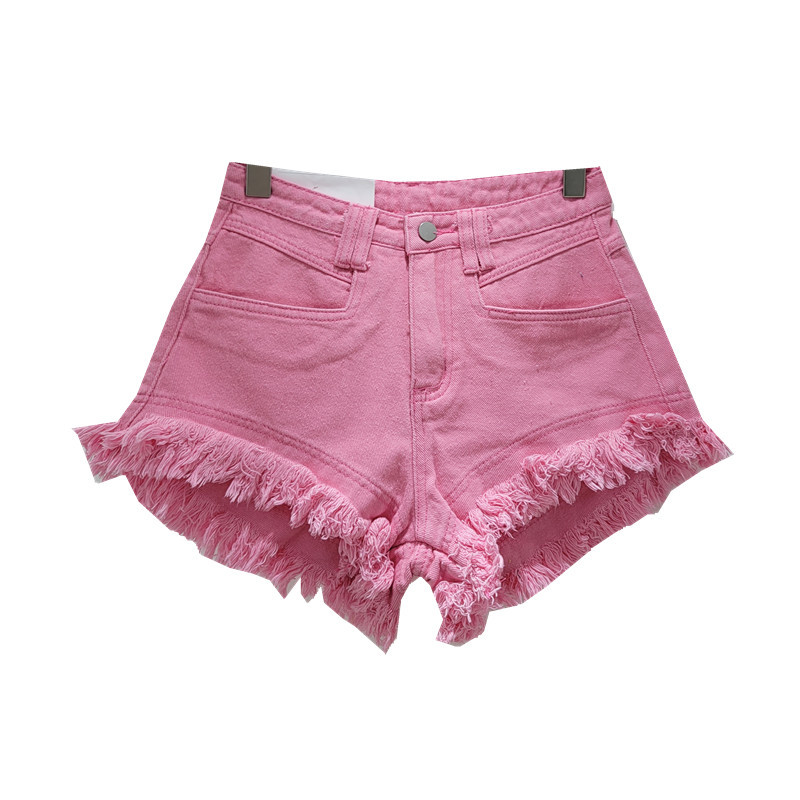 Pantalones Cortos Jeans de Mujer con Deshilachado de Poliéster