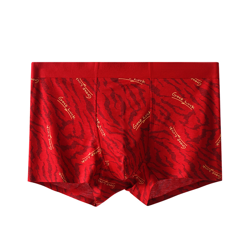 Este año de la vida, ropa interior de hombre, estampado de moda, pantalones de impresión, personalidad cómoda, pantalones rojos festivos para hombres.
