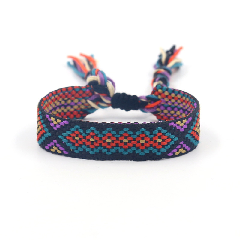 Nueva Cruz-frontera popular de color bohemio tejido pulsera fans correa de muñeca pulsera de la Amistad artística