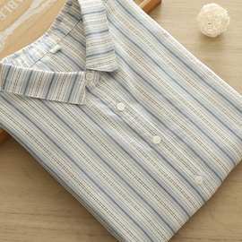 韩范通勤文艺小清新竖条纹宽松纯棉衬衫女长袖打底衫学生上衣大码