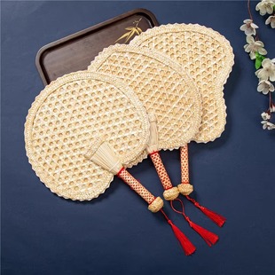 Handmade Straw Summer Wheat Straw Fan Hand Fan Baby and Baby Cool Mosquito Repelling Fan Household Old-fashioned Big Pu Fan