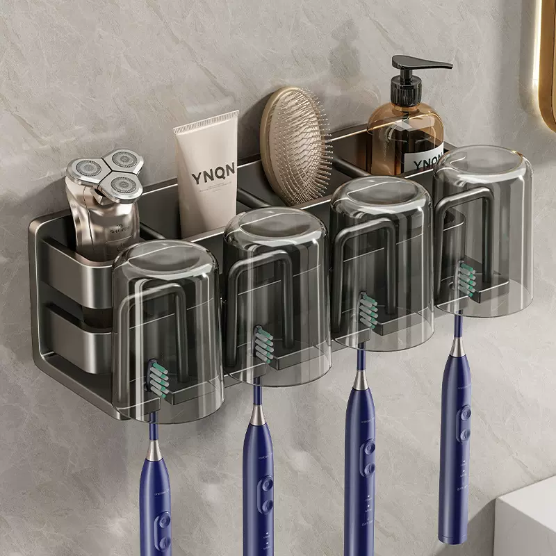 牙刷置物架轻奢卫生间免打孔壁挂式收纳架漱口杯挂架牙杯架子