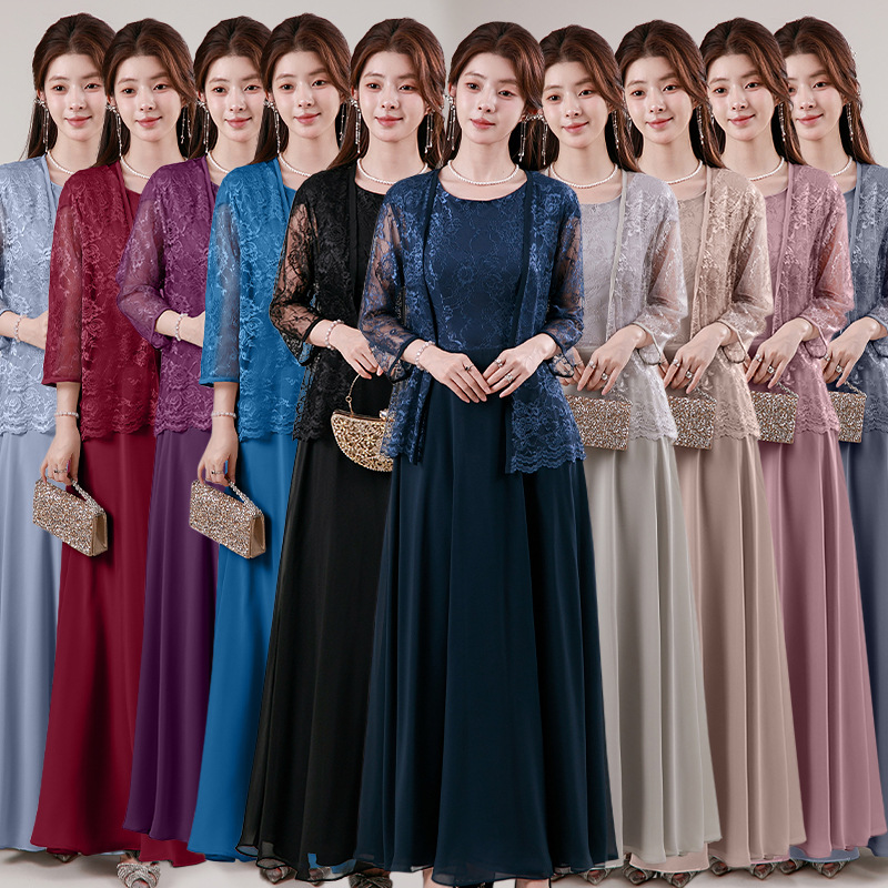 Amazon European and American Women's Chiffon Dress 2026 New Mother's Outfit Set Cross-Border Daily Prom Dress