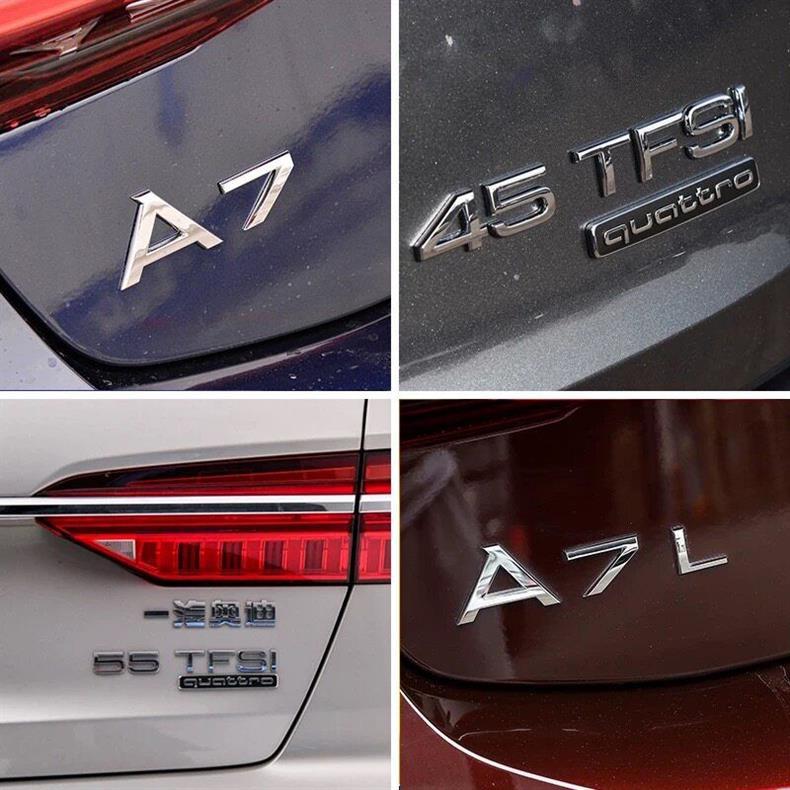 Audi A7L emblem, digital lettering for the rear, four-wheel drive (quattro) emblem, modified 45 55 TFSI engine displacement emblem, rear sticker
