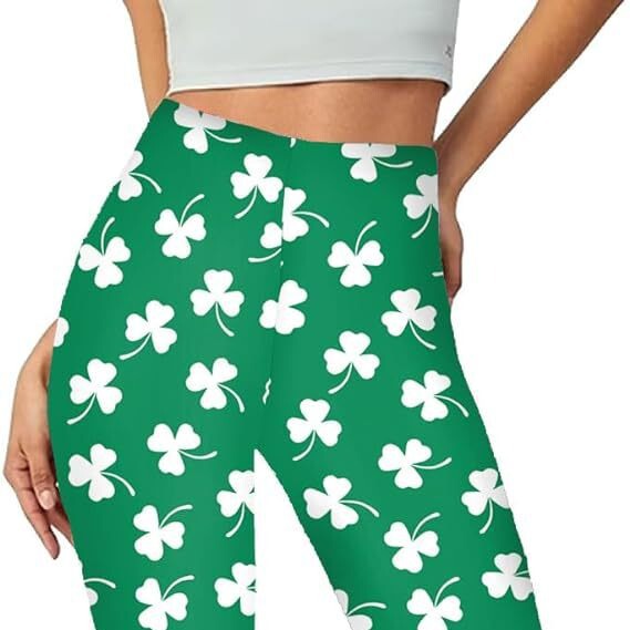 2024 Cross-border Amazon St. Patrick's Day Women's Clover Printed Flared Pants