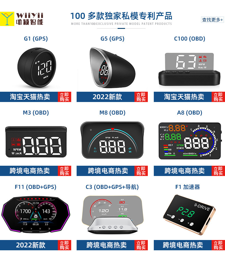 Weiying M2 Head-Up Display Hud Universal Car Gps High-Definition Speedometer Compass Car Display Manufacturer