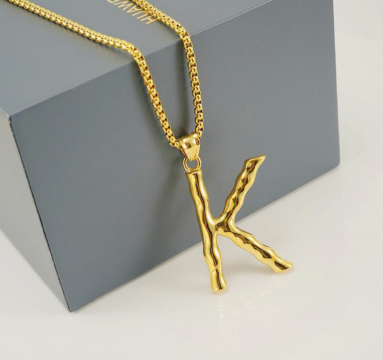18K Gold Plated Plating Material DIY Jewelry Accessories Classification 1 Piece Quantity 1 Piece 48*34mm 304 Stainless Steel 18K Gold Plated Letter Polished Pendant