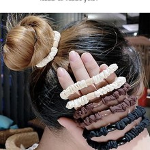 韩国高弹力耐用头绳百搭冰丝小肠发圈黑色橡皮筋扎头发高马尾发饰