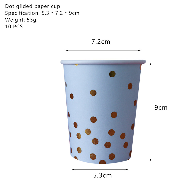 蓝色圆点烫金纸杯SKU