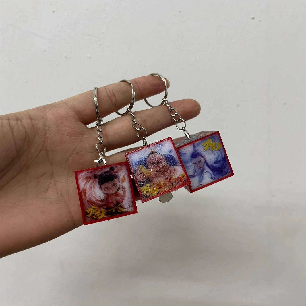 Nezha: Devil Child's Sea Surrounding Pendant Colorful Glowing Nezha Keychain Student Prize Kindergarten Small Gift