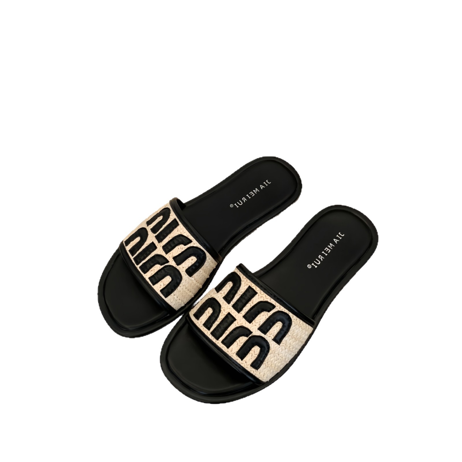Zapatillas de una palabra con suela plana y red explosiva zapatos femeninos 2026 nuevo verano con sandalias de playa francesas de pequeño arrastre fresco