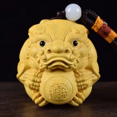 黃楊木雕刻手把件招財貔貅掛件鑰匙扣工藝品批發