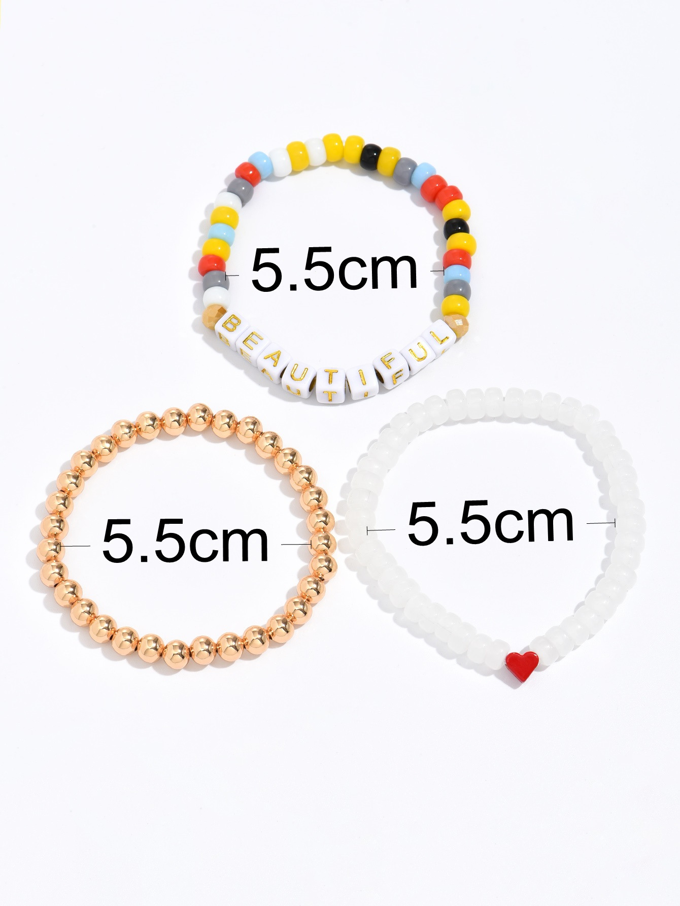 Fashion Letter Heart Shape Beaded Alloy Bracelets 1 Set