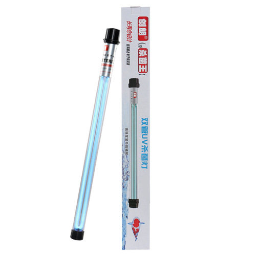 Chuanglang Dual Tube Submersible Fish Pond Sterilization Lamp Aquarium UV Ultraviolet Outdoor Koi Fish Submersible Sterilization Algae Removal Disinfection Lamp 