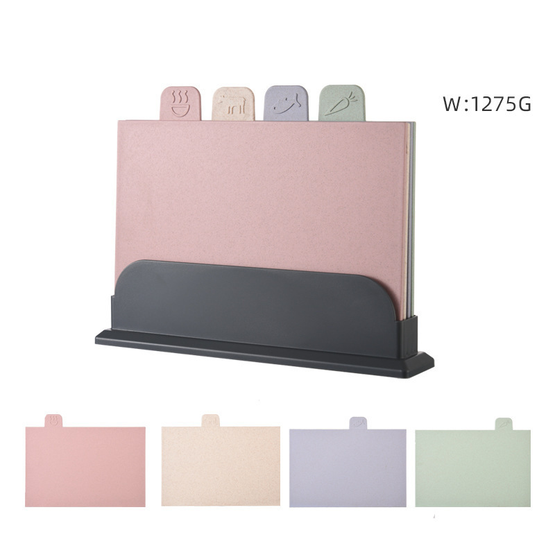 Tabla de cortar de paja de trigo, tabla de cortar de plástico PP, juego de cuatro piezas, tabla de cortar creativa antideslizante para comida de bebé, clasificada para uso por madres. image 7