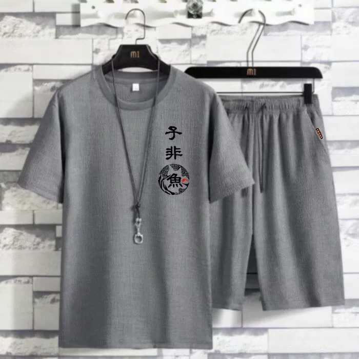 Повседневная мужская футболка с короткими рукавами, летняя новая национальная тенденция, топы с круглым вырезом и половиной рукавов, летний свободный костюм, дышащая рубашка