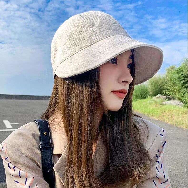 Zhao Lusi の同じスタイルの漁師の帽子女性の 2025 春と夏の日よけ帽子無地黒日よけ帽子卸売|undefined