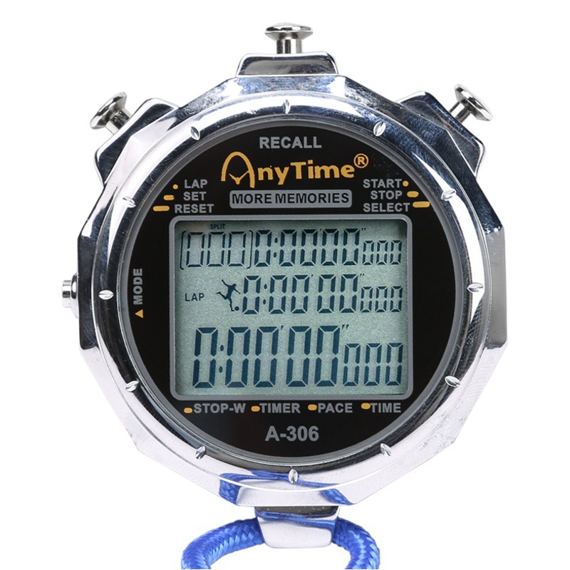 A- 306 three-row 200-channel memory stopwatch electronic sports stopwatch track and field running game timer shockproof drop-resistant