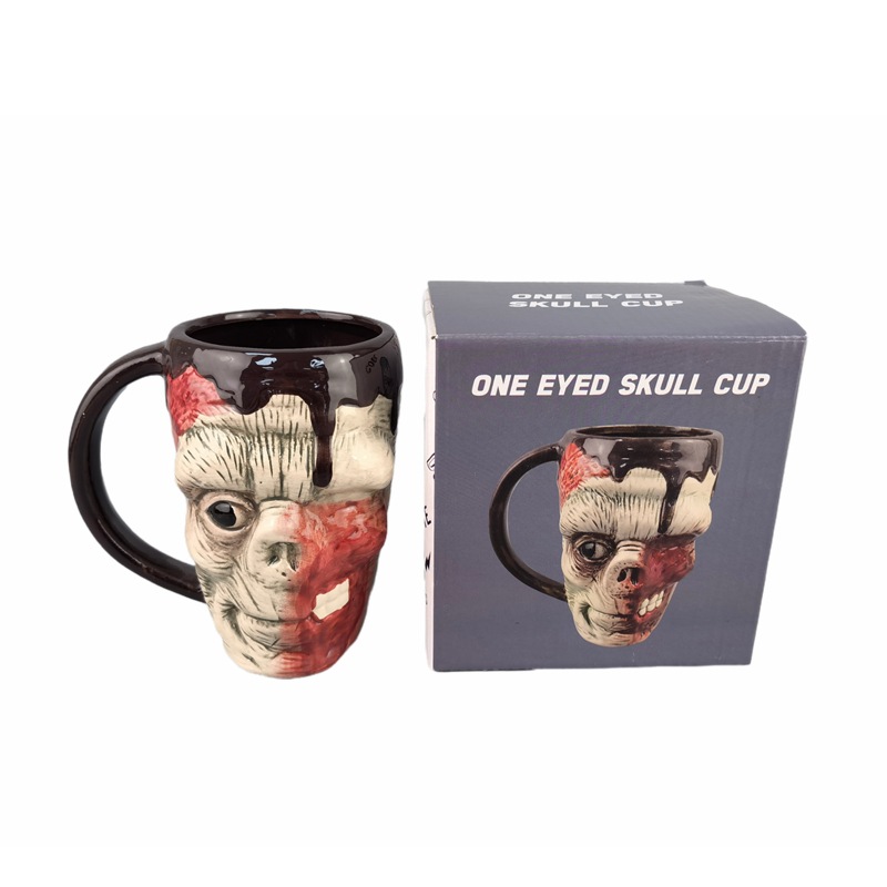 Taza de cerámica con forma de calavera, taza de café con diseño de cabeza de fantasma de Halloween, taza novedosa transfronteriza, diseño creativo