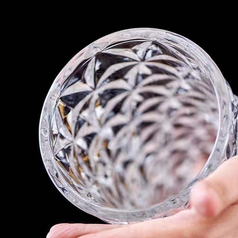 Simple jarrón de vidrio estriado de hielo lujoso de alto nivel jarrón transparente sala de estar tamaño grande lirio rica ornamentación de flores de bambú