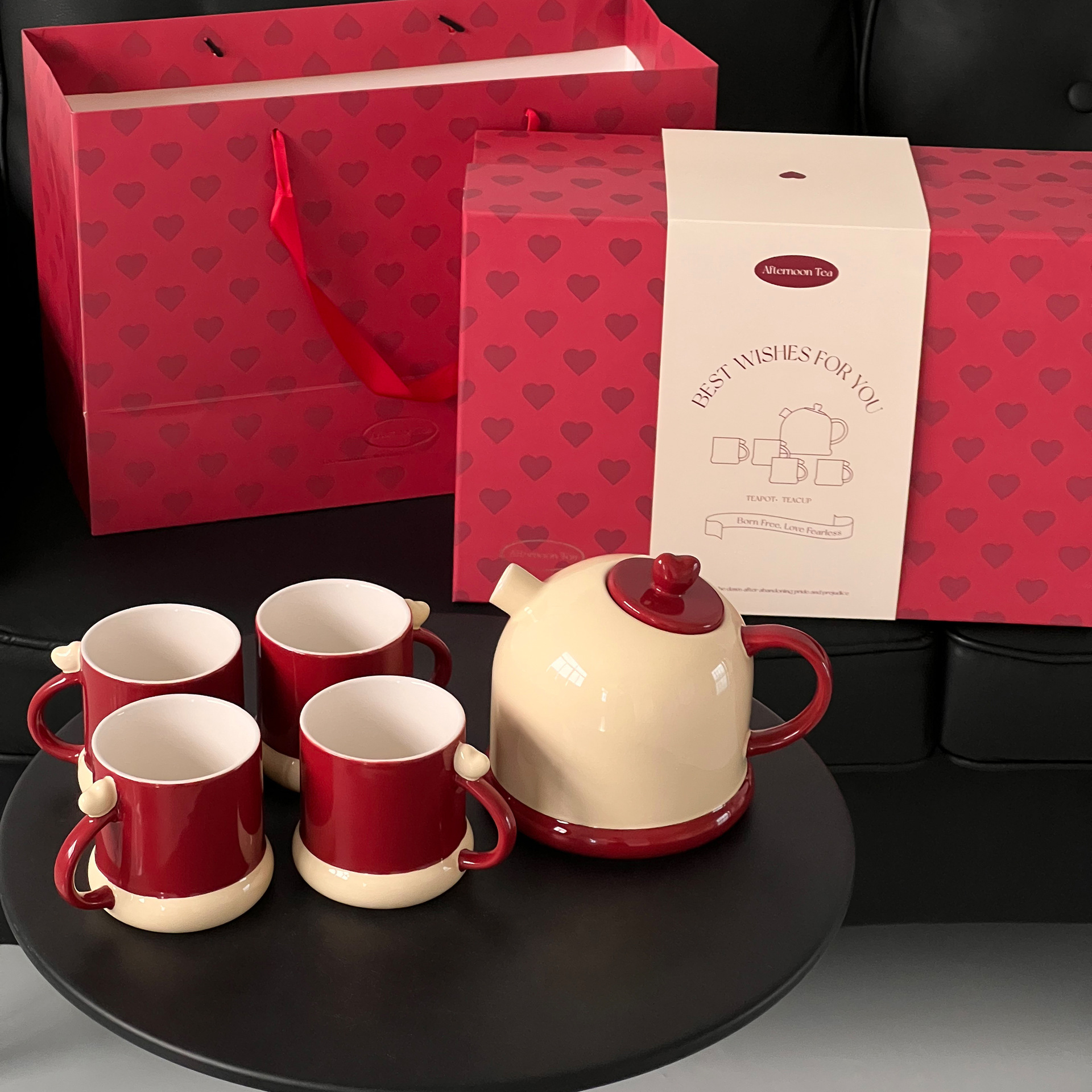 Shang 'en amor set de té de cerámica doméstica ligera de lujo doméstica sala de estar agua caja de regalo regalo regalo de bodas