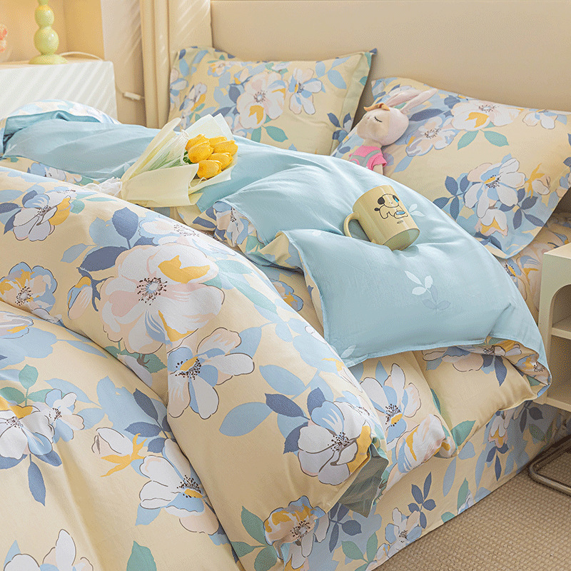 Inswind pequeña flor de algodón cama de cuatro piezas set de algodón puro 2025 nuevo dormitorio sábanas de cama sábanas