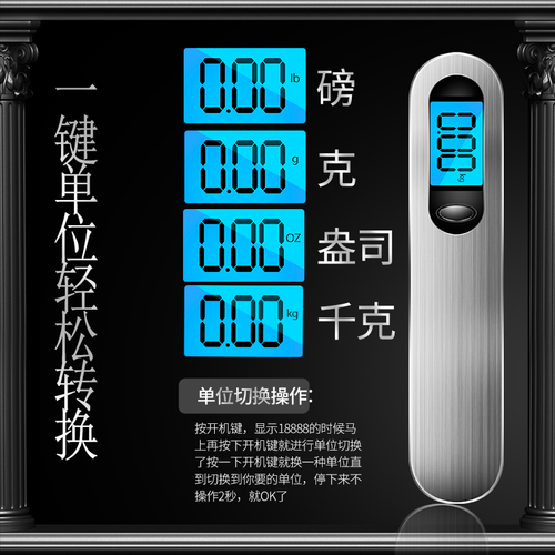 German portable electronic scale luggage weighing vegetable hook weighing mini electronic scale grams household commercial small portable scale