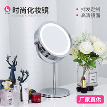 廠家LED臺鏡金屬臺式化妝鏡帶燈化妝鏡3倍放大鏡面美妝補光臺式鏡