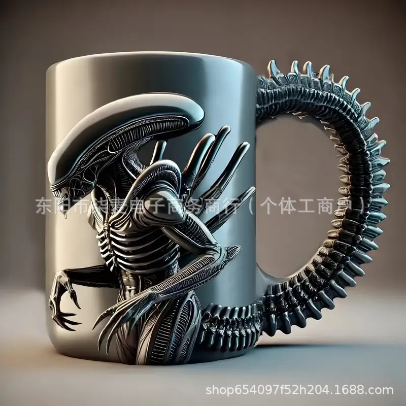 Nuevos productos transfronterizos personales de Halloween Iron Maiden sala de estar vinos decoración de alta gama 3D taza de marca tridimensional