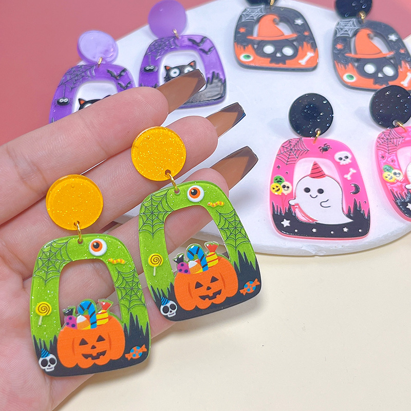 1 Pair Streetwear Halloween Pattern Arylic Drop Earrings display picture 4