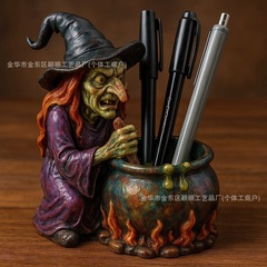 跨境新品万圣节Magic Witch Cauldron Pen Holder魔法女巫笔筒