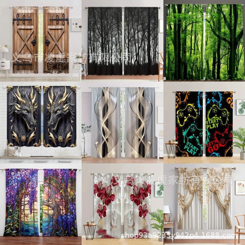 temu best selling curtain dream gauze curtain transparent opaque cross-border manufacturers wholesale European and American shading window a generation of hair