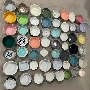 Pet ceramic bowl cat bowl dog bowl dog bowl slightly flawed flat low ceramic Pet Bowl wholesale double bowl high foot water bowl