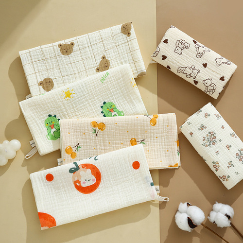 Korean-style gauze towel children's all-cotton face towel four-layer gauze baby bib small handkerchief