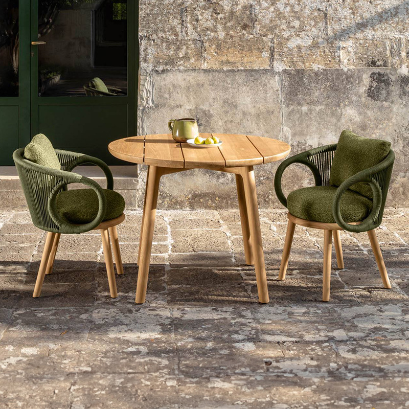 Conjunto de muebles de exterior de ratán para patio, balcón, jardín, villa, muebles de ocio al aire libre, silla de ratán de teca