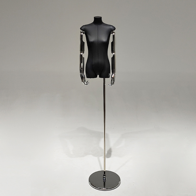 Cuero coreano PU modelo de cuerpo plano accesorios tienda de ropa de mujer mitad plano pecho pequeño estante de exhibición de ropa maniquí de ventana