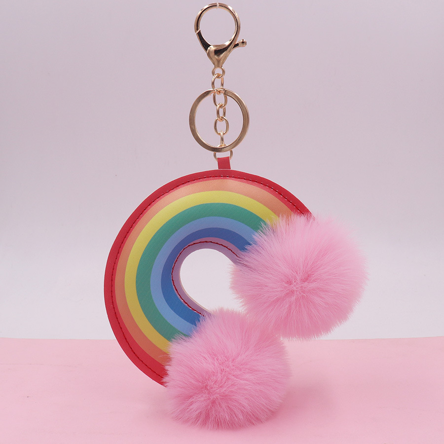 Modern Style Artistic Color Block Pu Leather Imitate Rex Rabbit Fur Alloy Women's Keychain display picture 1