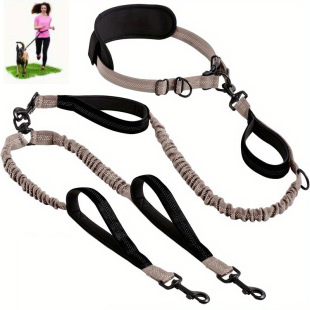 Cross-Border New Product Dog Leash, Multifunctional Pet Leash, Sports Running Leash, One-To-Two Dog Leash, Retractable