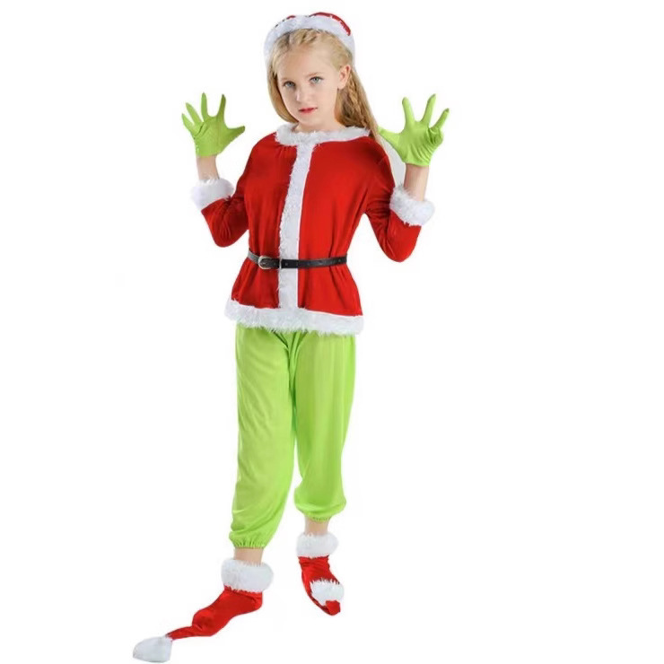 国境を越えて人気のある新しい子供クリスマス怪傑緑毛怪グリーン奇クリスマスパーティーのキャラクター衣装|undefined
