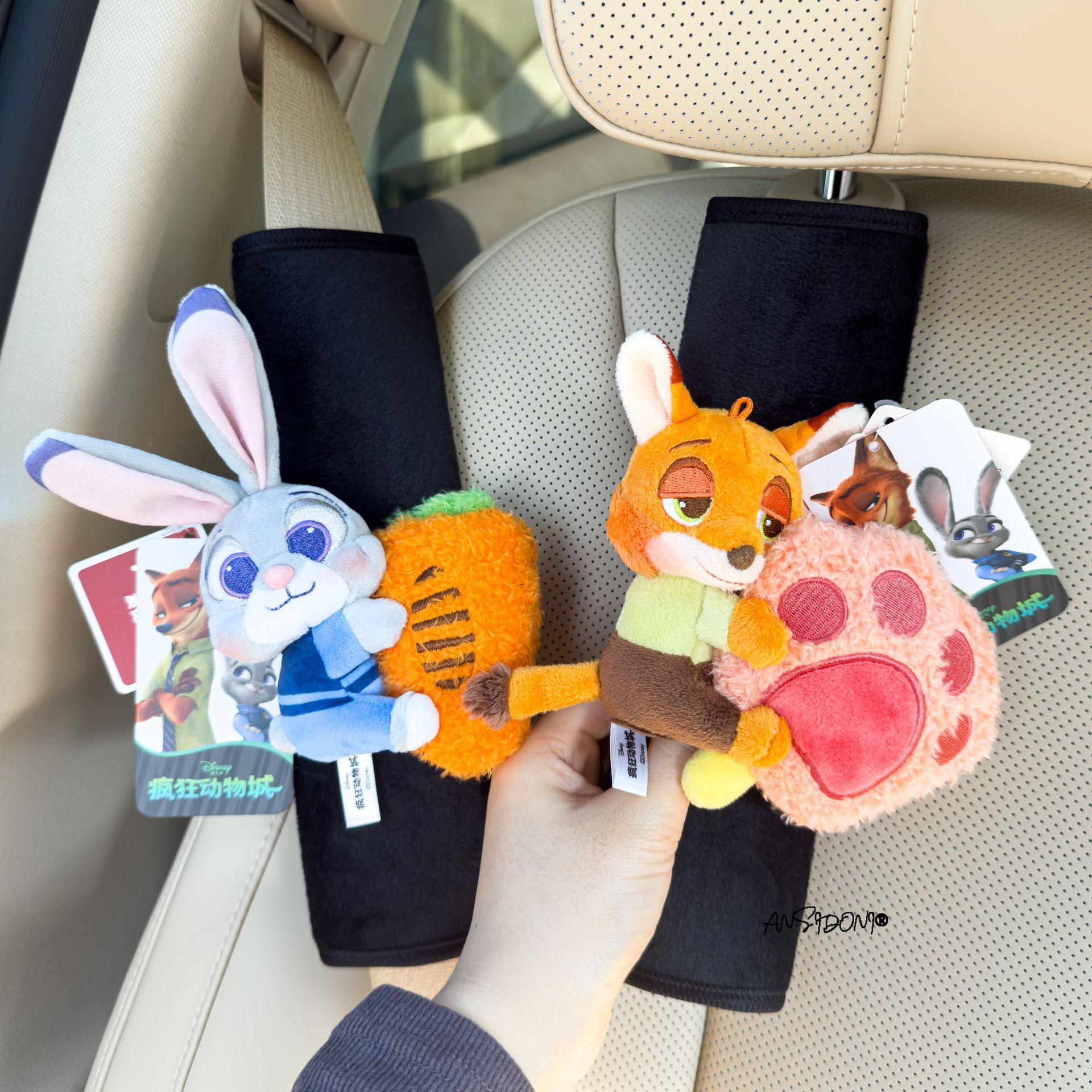 Official Zootopia Judy Nick Car Seatbelt Shoulder Pad Car Seatbelt Cover Car Interior Decoration