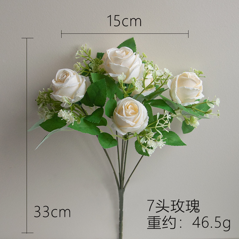 7-cabeza artificial multi-cabeza Rosa ramo boda decoración de la boda flor artificial fotografía diseño apoyos flor falsa