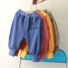 Children's double-sided velvet casual pants for infants and toddlers, plus velvet warm pants, autumn and winter styles for boys and girls, thickened Korean style casual pants
