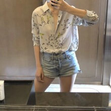 欧美小众品牌尾货法式优雅真丝印花衬衫女设计师款清新风大服饰牌