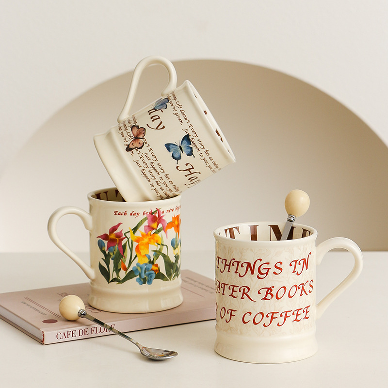 High-value Cup Mug Niche Design Creative Ceramic Drinking Cup Home Office Girl Coffee Cup