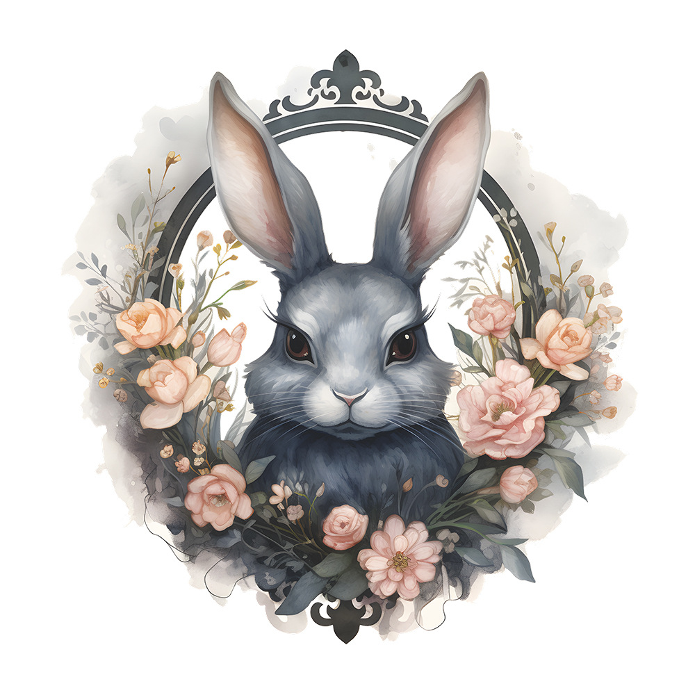 Pastorale Lapin Fleur Pvc Autocollant Mural Art Mural display picture 8